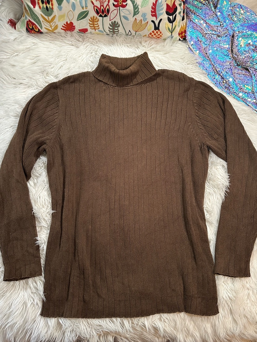 Old Navy • 2004 Vintage Mens Chocolate Brown Turtleneck Ribbed Sweater